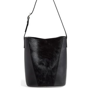 Vince Modern V black calf hair bucket bag!